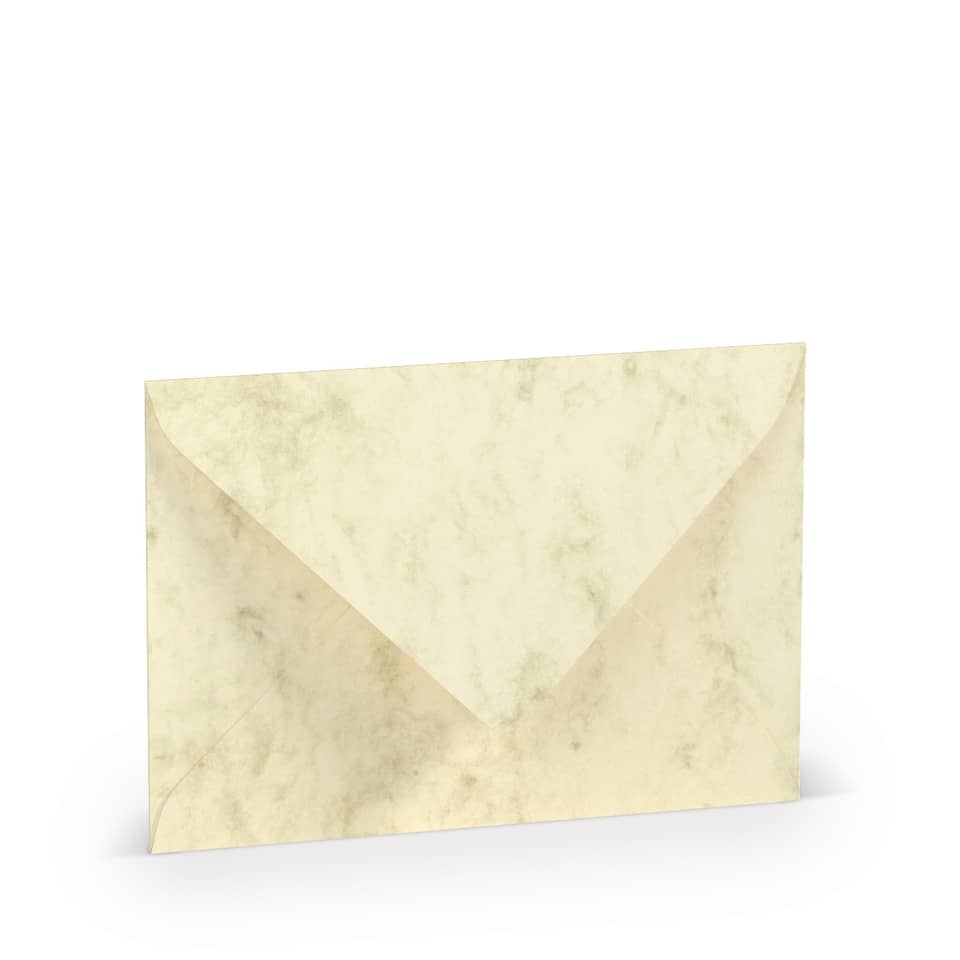 5x Briefumschläge C6 (114x162mm), ohne Fenster, chamois marmora, nassklebend, 80g, Coloretti