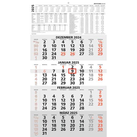 Bild 1 4-Monatswandkalender - 33 x 58,7 cm