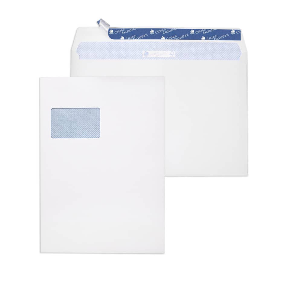 250x Briefumschlag C4 (229x324mm), mit Fenster, weiß, haftklebend, 120g, 250 Stück