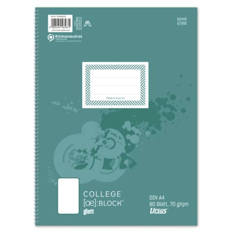 Collegeblock - A4, 80 Blatt, 70 g/qm, blanko