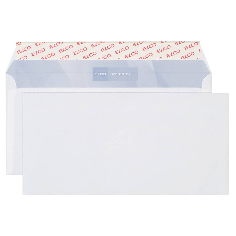 50x Briefumschläge DIN lang (110x220mm), ohne Fenster, weiß, haftklebend, 80g, ELCO Office Premium