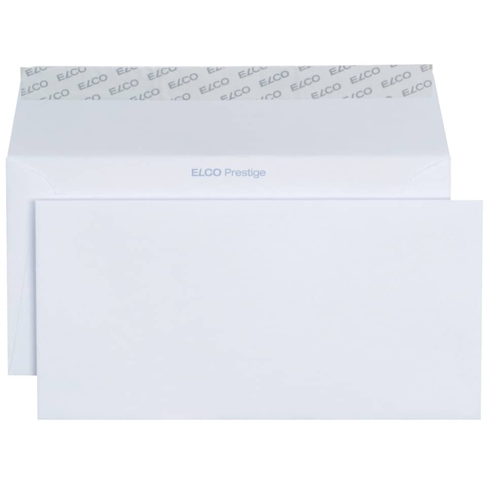 25x Briefumschläge DIN lang (110x220mm), ohne Fenster, weiß, haftklebend, 120g, ELCO Prestige