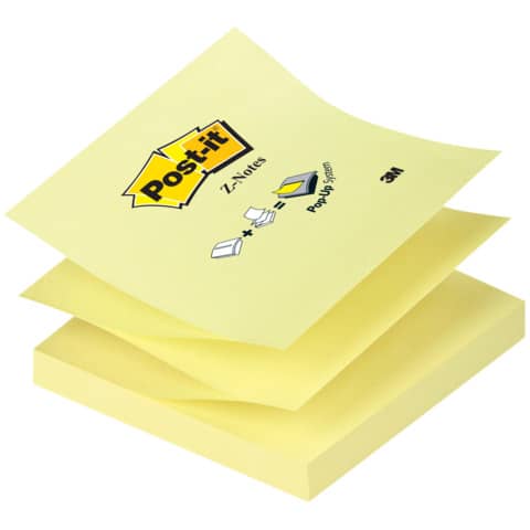 Haftnotiz Z-Notes - 76 x 76 mm, gelb, 100 Blatt