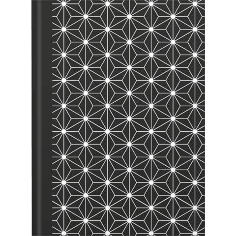 Notizbuch black&white stars - A5, Pünktchenlineatu r, 96 Blatt