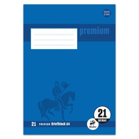 Briefblock PREMIUM LIN 21 - A4, 90 g/qm, 50 Blatt, liniert