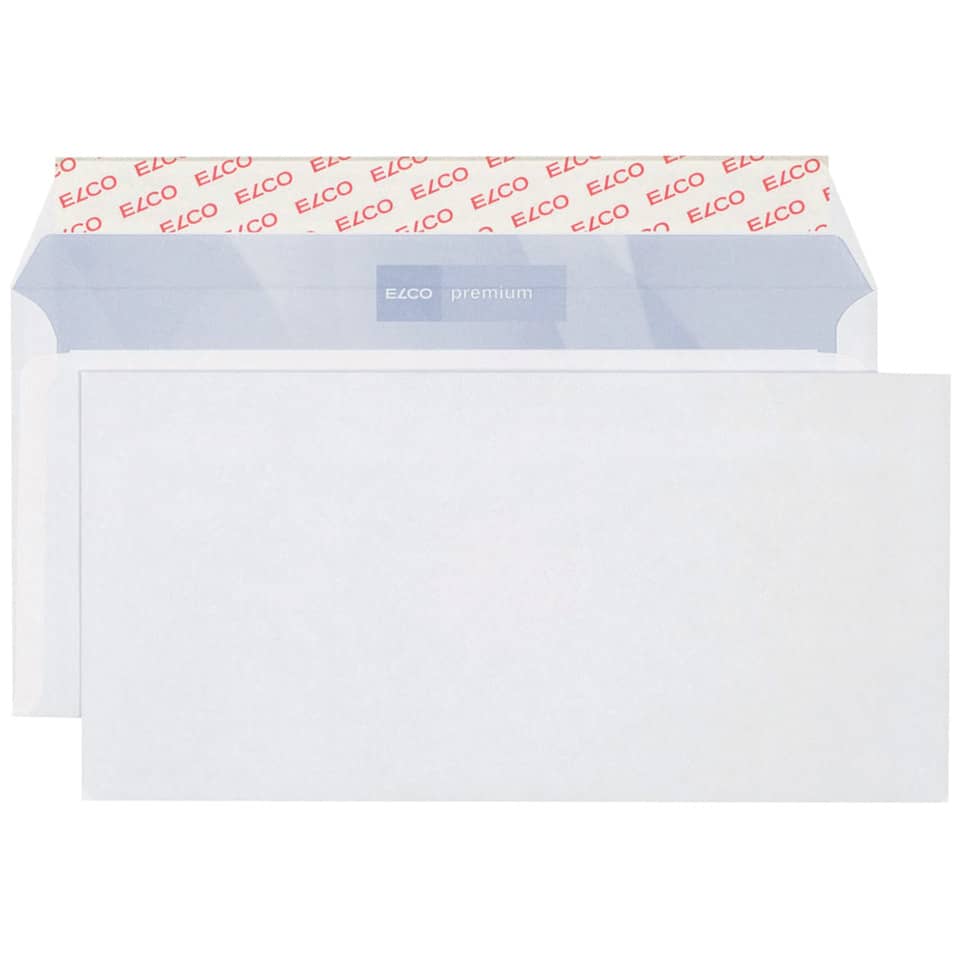 500x Briefumschläge DIN lang (110x220mm), ohne Fenster, weiß, haftklebend, 80g, Elco Office Premium