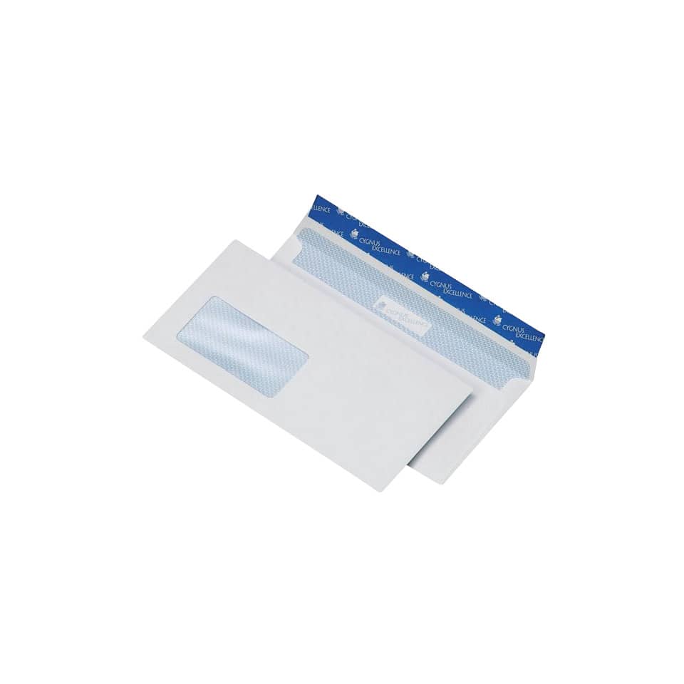 Briefumschlag 114x229mm, haftkebend, weiß, Offset 100g, 500 Stück mit Fenster
