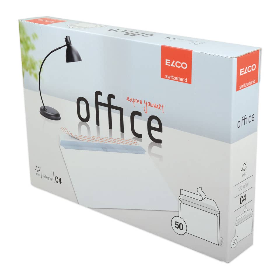Briefumschlag Office in Shop Box - C4, hochweiß, h aftklebend, 120 g/qm, 50 Stück